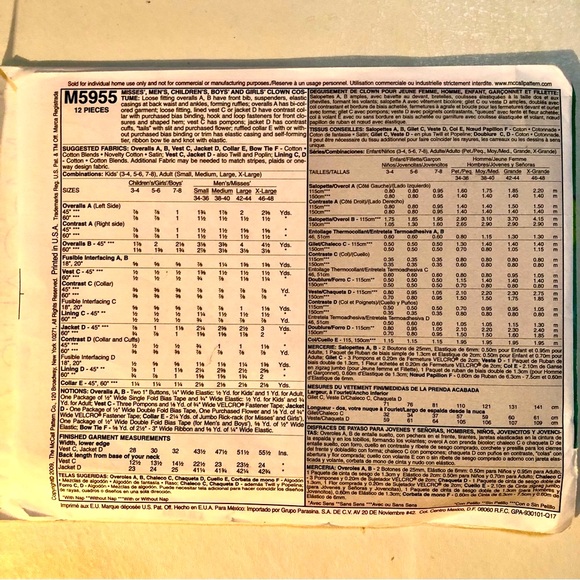 McCall’s M5955 Uncut Clown Costume Sewing Pattern - Picture 5 of 11